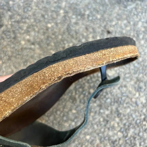Birkenstock Gizeh Green Oiled Leather Classic Footbed Thong Sandals Size 40 - Picture 10 of 11